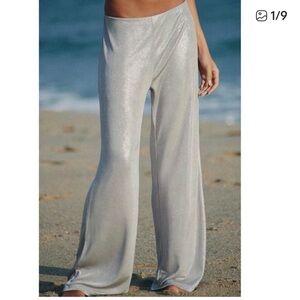 NWT Zara Shimmering Silver Wide Leg Pants sz M